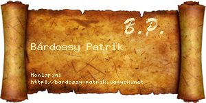 Bárdossy Patrik névjegykártya